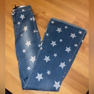 Cello Bell Bottom Denim Printed Star Jeans
